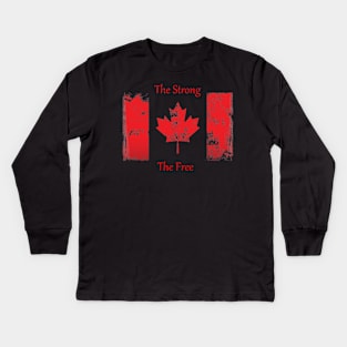 True North Strong And Free T-Shirt | Proud Canadian Pride Shirt | Perfect for Canada Day & Everyday Wear Kids Long Sleeve T-Shirt